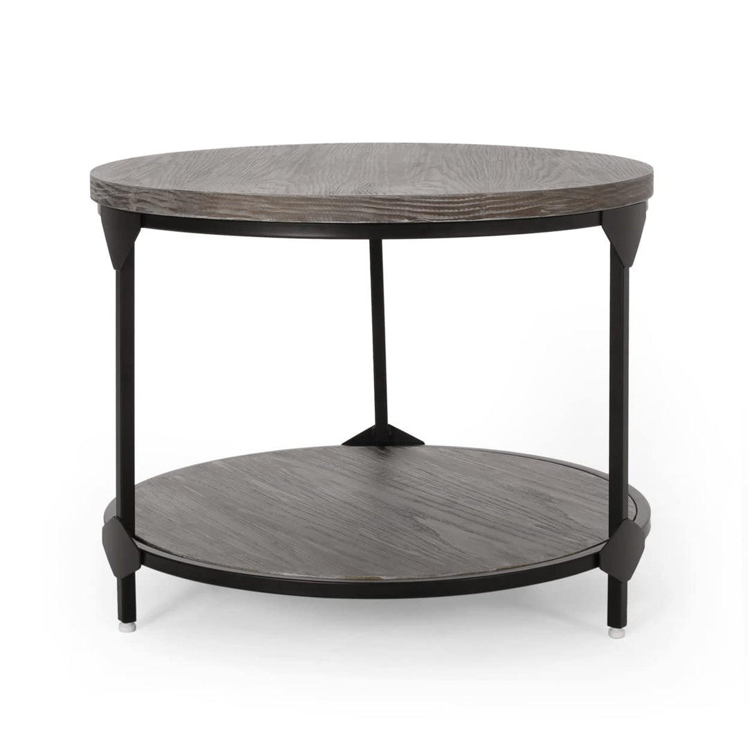 Christopher Knight Home Adeline Modern Industrial Round Coffee Table Gray Black