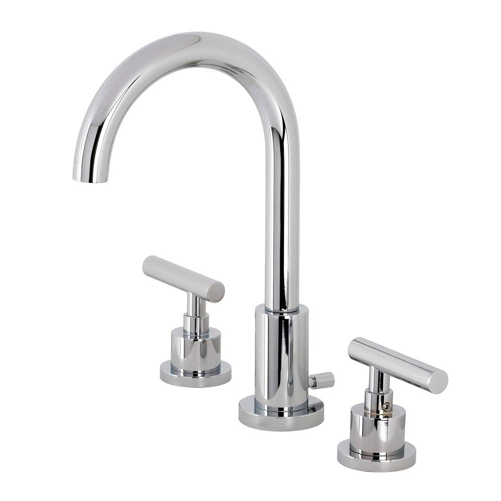 Kingston Brass FSC8921CML Manhattan Widespread Bathroom Faucet with Brass Pop-Up Polished Chrome