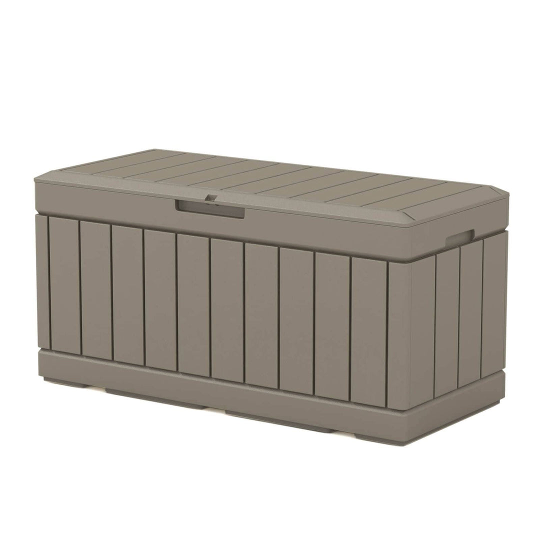 82 Gal. Outdoor Storage Resin Wood Look Deck Box With Lockable Lid For Patio Black - Diamond Home USA