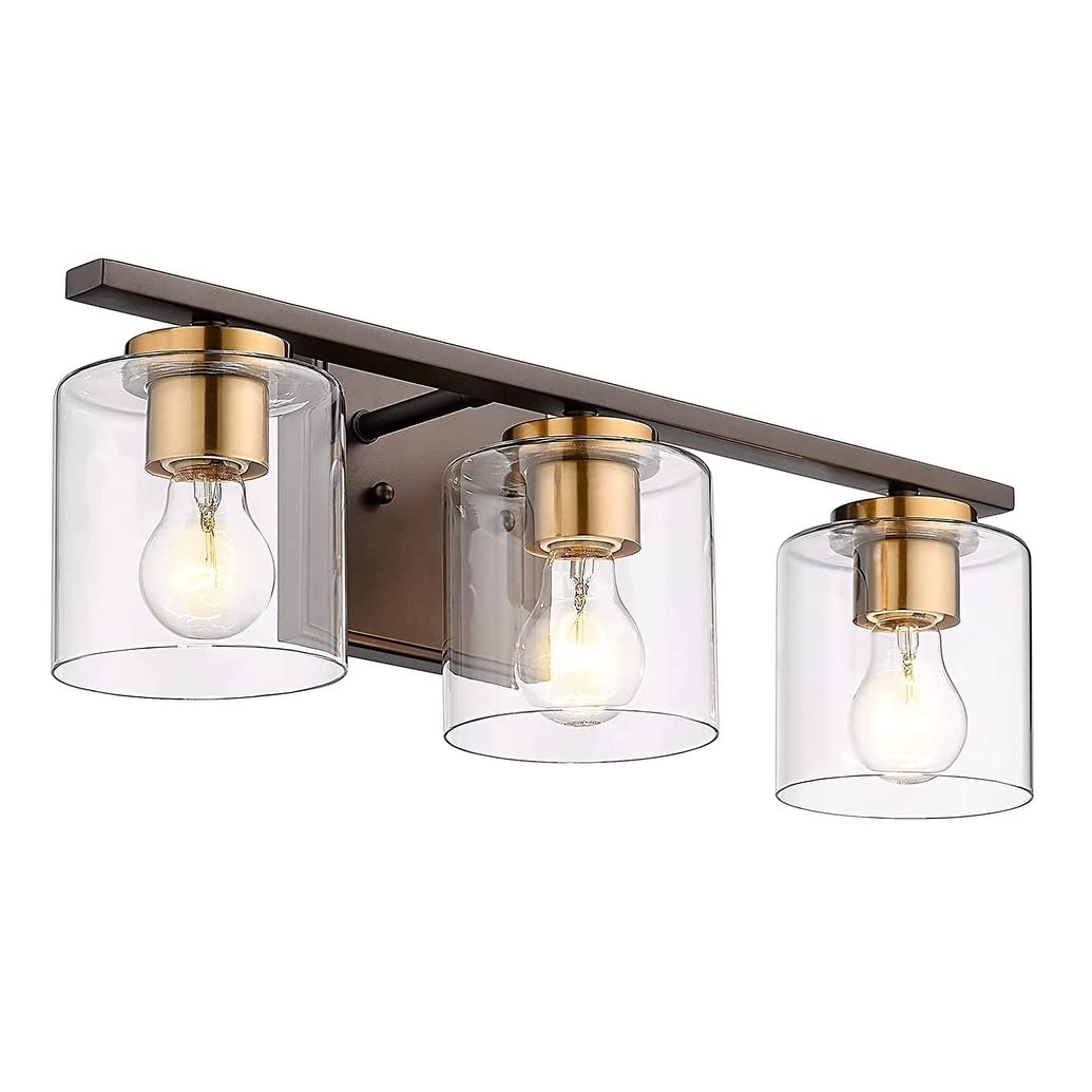 3-light Bathroom Vanity Light Fixtures Farmhouse with Clear Glass Shade Oil