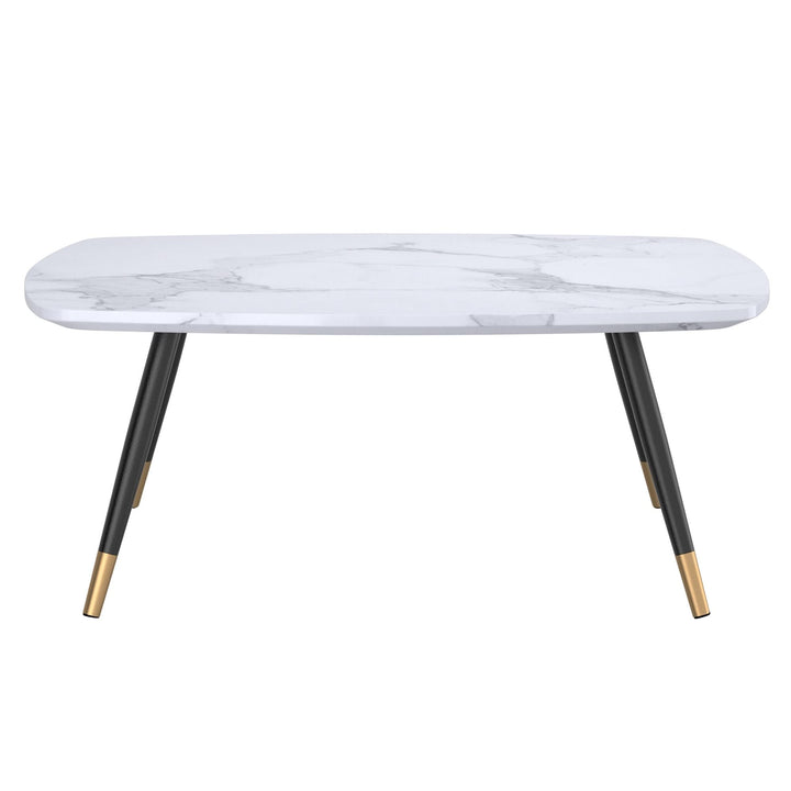 Contemporary DF etal arble Finish Rectangular Coffee Table White odern DF