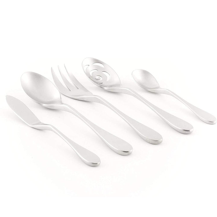 Knork Original 5-Piece Serving Set Stainless Steel Matte Brushed Silver