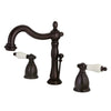 Kingston Brass KB1975PL Heritage Widespread Lavatory Faucet with Porcelain Lever Oil Rubbed Bronze