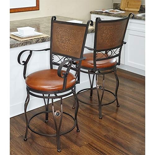 Counter Stool with Arms Brown Modern Contemporary Traditional Metal Bronze