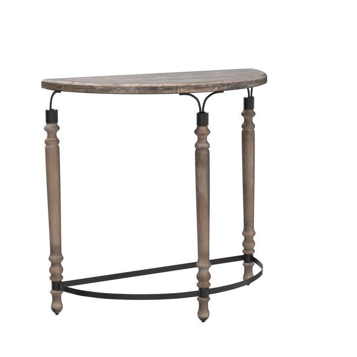 Robin Road Wood Rustic Half Moon Table Black Brown Farmhouse Semi-Circle Iron