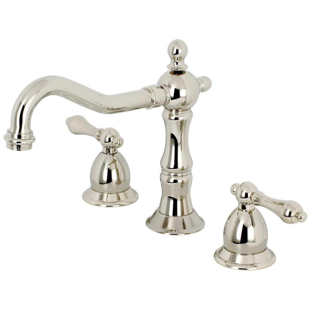 Kingston Brass KS1976AL Heritage Widespread Bathroom Faucet Polished Nickel 7.56