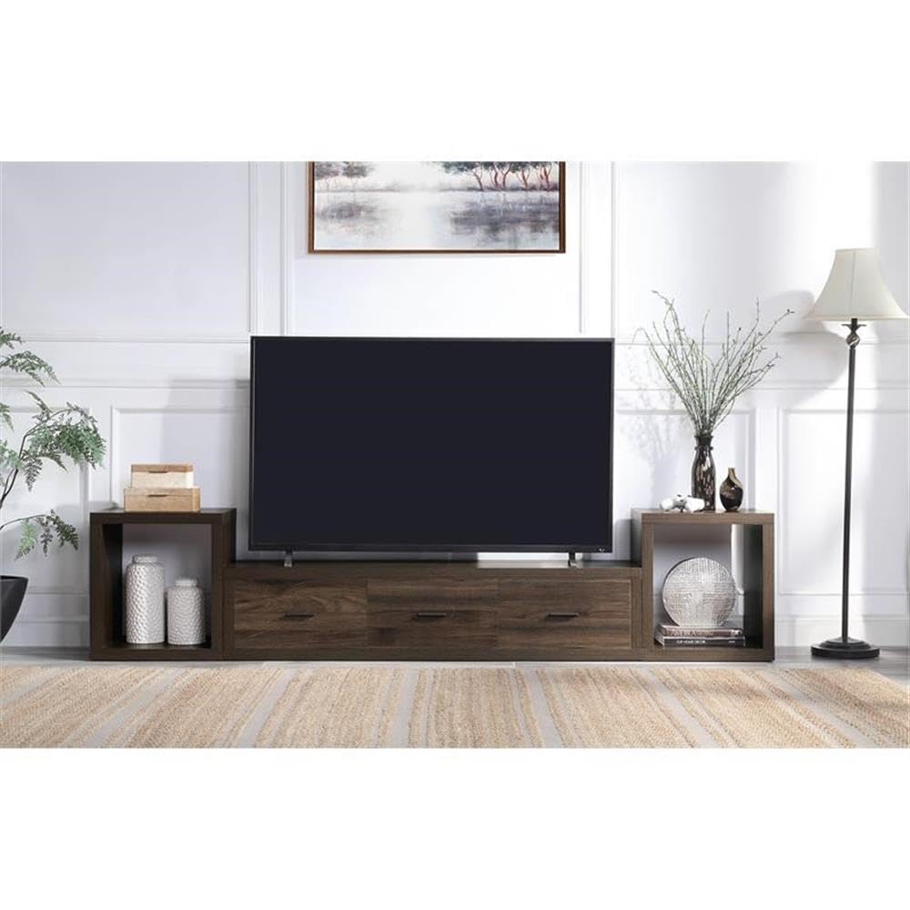 Acme Harel Wooden Rectangular TV Stand with 3 Large Drawers in Walnut - Diamond Home USA