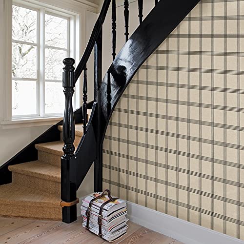 Black Plaid Wallpaper 20.5in X Farmhouse Paper Washable