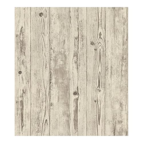 Ivory Weathered Oak Panels Wallpaper 21 X Off/White Traditional Vinyl