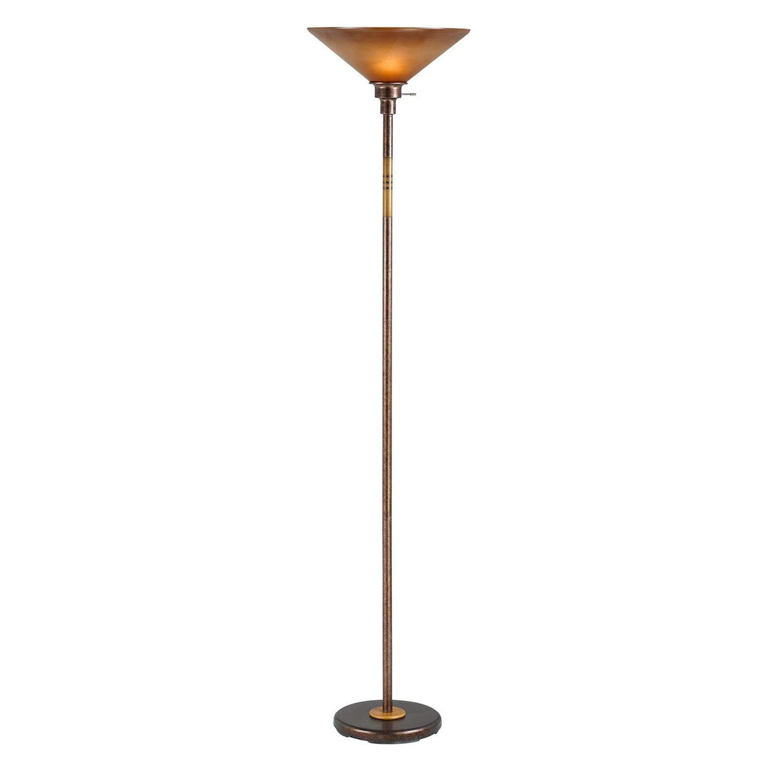 Cal Lighting BO-234TR-RU Rust Metal Torchiere with Glass Shade