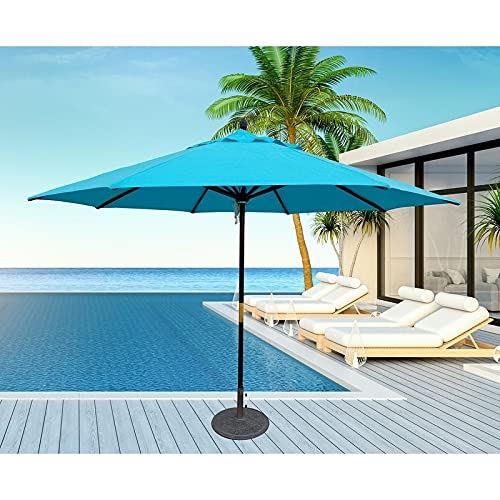 Tropishade 11 ft. Dark Wood Market Umbrella with Turquoise Olefin Cover