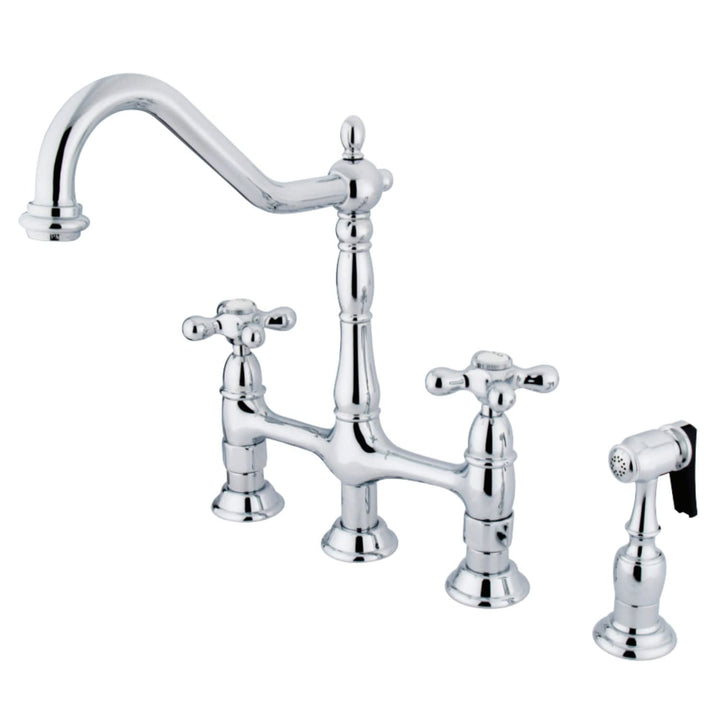 Kingston Brass Heritage 8" Center Kitchen Faucet with Side Sprayer Polished Chrome