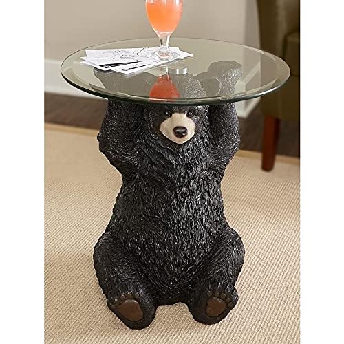 Powell Barney Bear Cabin Resin Glass Accent Side Table