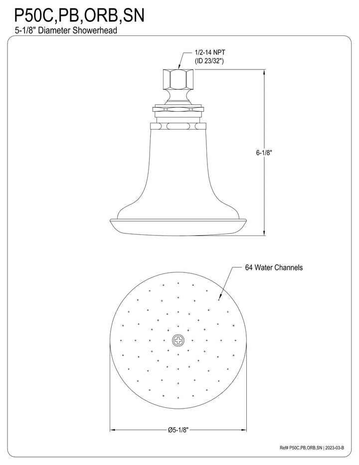 Kingston Brass P50SN Victorian Shower Head 6-1/8" Brushed Nickel