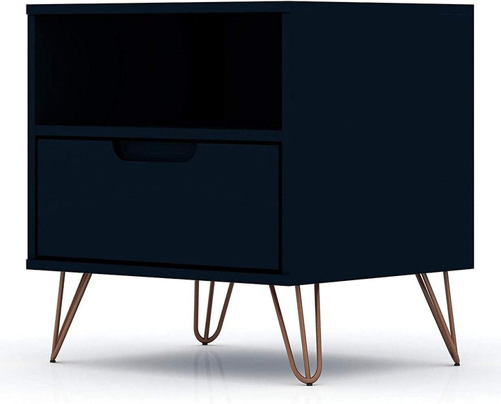 Manhattan Comfort Rockefeller Mid-Century Modern 1 Drawer Bedroom Nightstand .