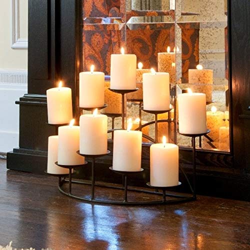 1 Piece Black 10 Candle Platform Holders Candleholder Candelabras Pillar - Diamond Home USA