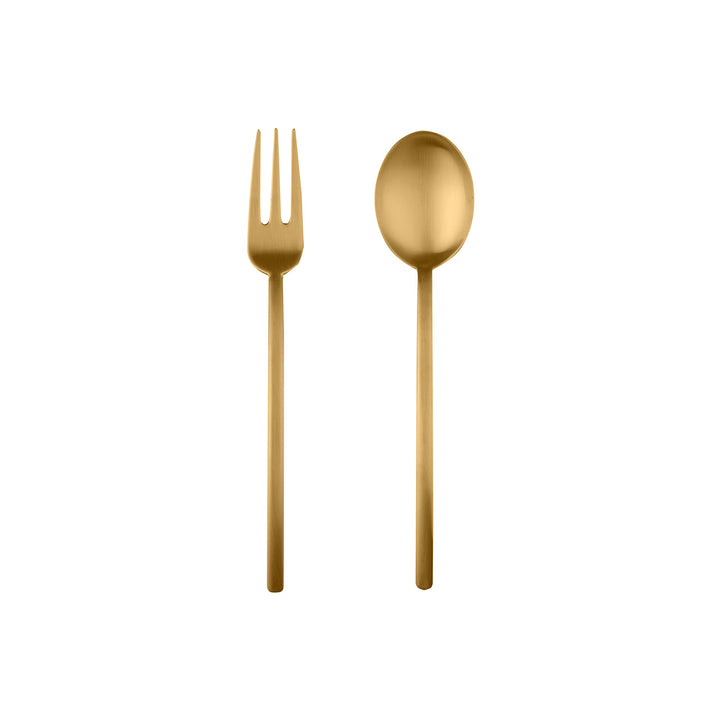 Mepra Due Ice Oro Serving Set - Brushed Golden Finish Dishwasher Safe Cutlery