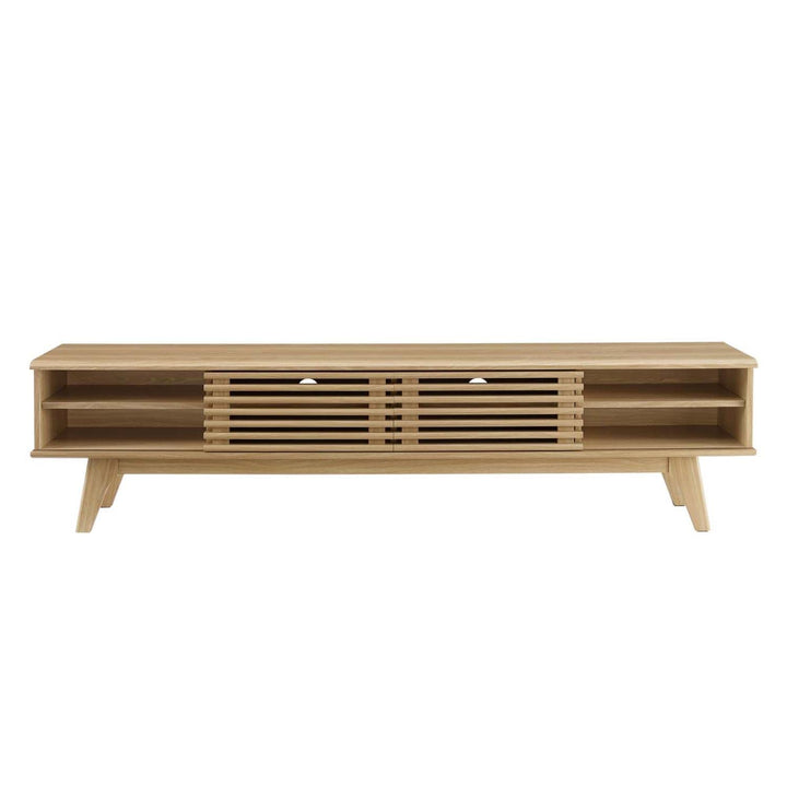 Modway Render Mid-Century Modern Low Profile 70 Inch Media Console TV Stand in Oak