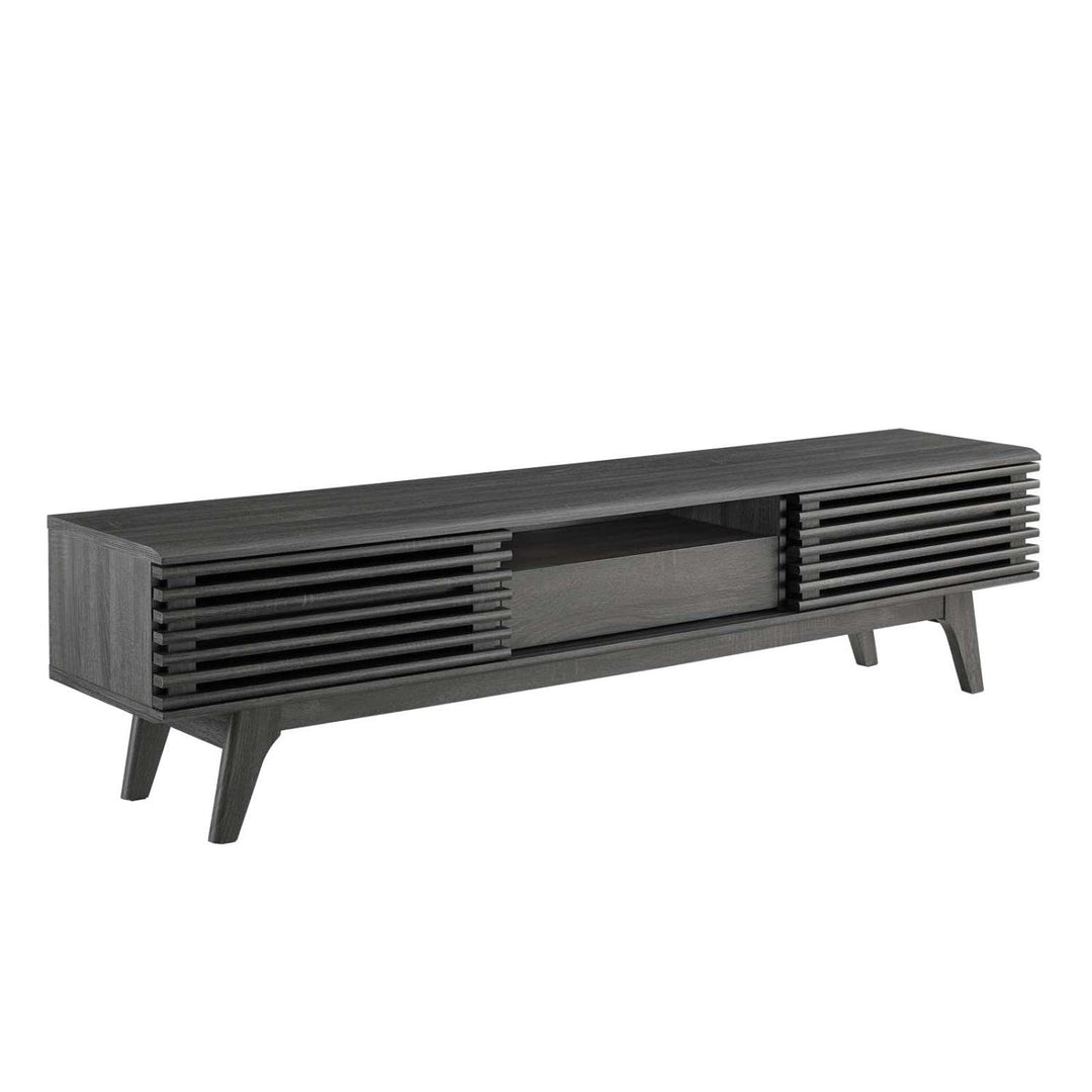 Modway Render Mid-Century Modern Low Profile 70 Inch TV Stand in Charcoal 70"