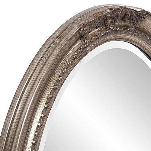 Silver Wood Oval Wall Mirror - Antique French Country Shab Chic Traditional