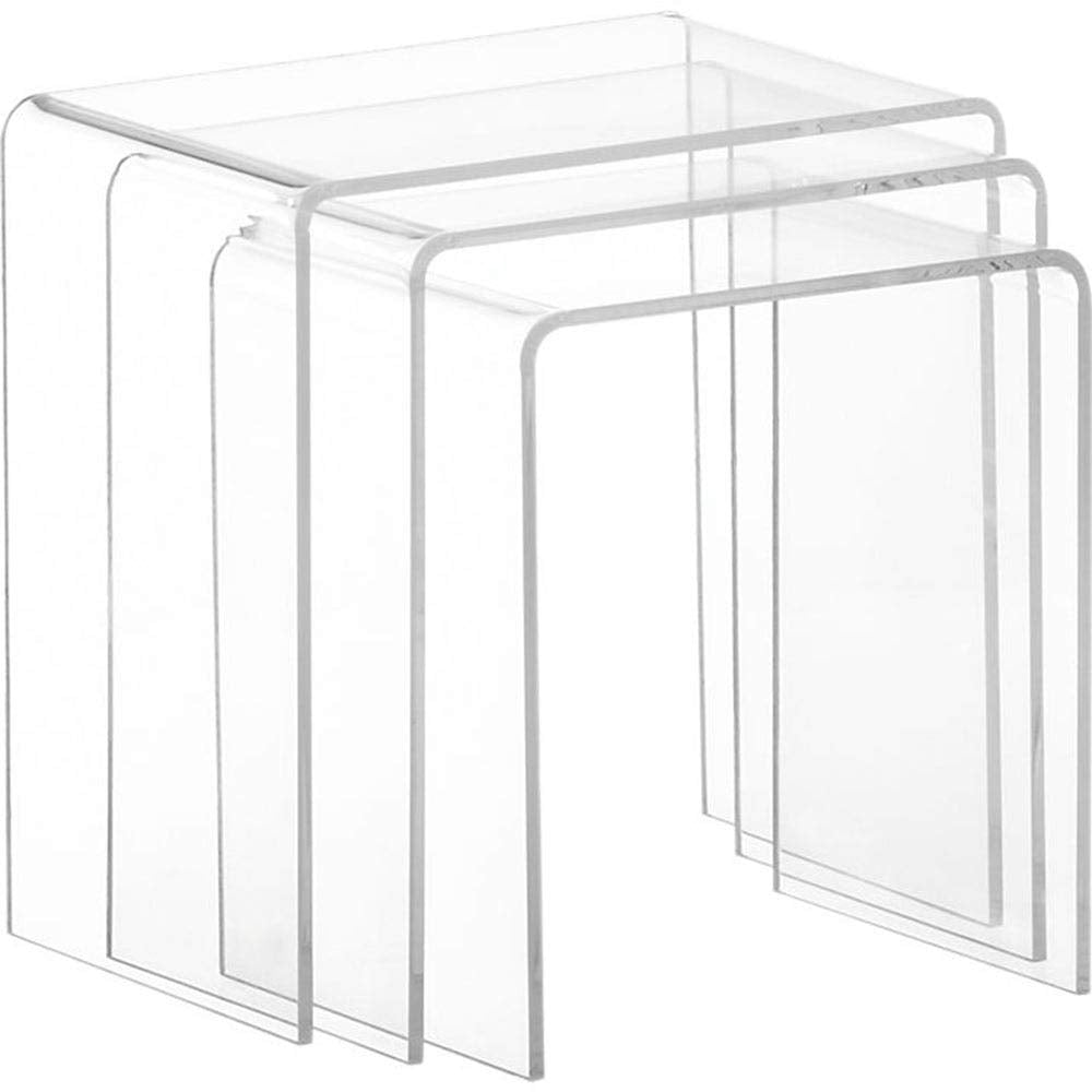 Clear Acrylic Nesting Tables (Set of 3) Urban Square Plastic Synthetic Tile