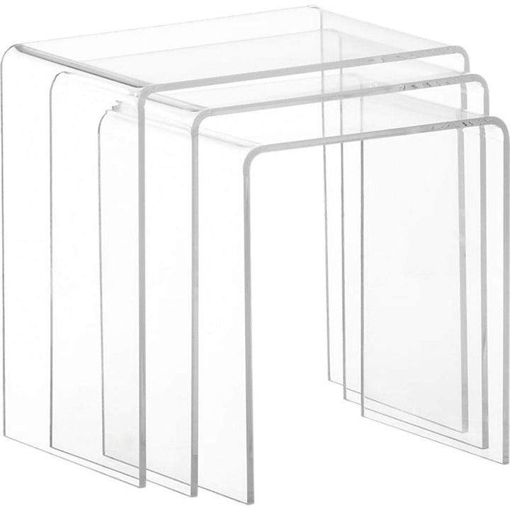 Clear Acrylic Nesting Tables (Set of 3) Urban Square Plastic Synthetic Tile