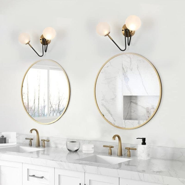 Black Gold 2-Light Led Bathroom Vanity Light Modern Wall Sconce with Frosted