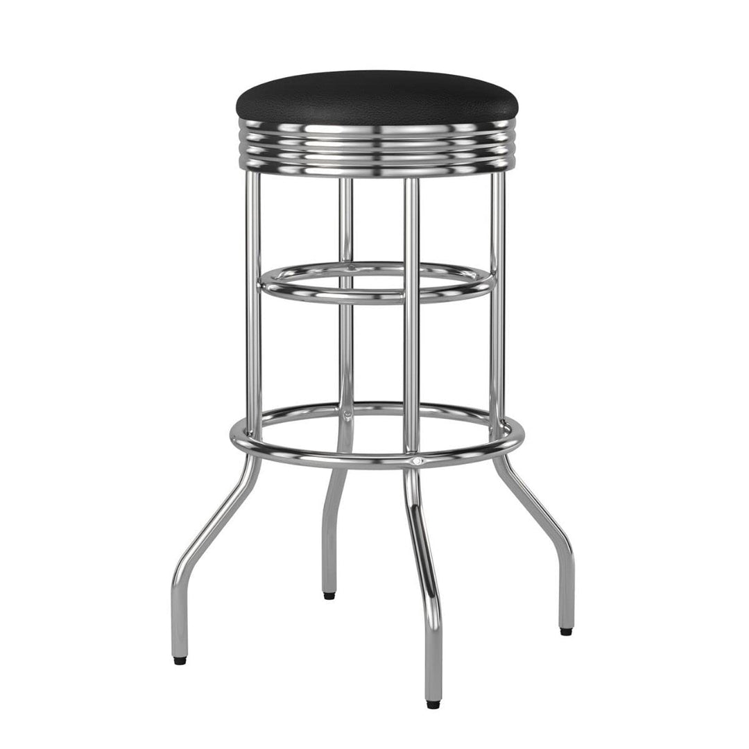 Trinity Chrome Swivel Barstool 29-Inch Black