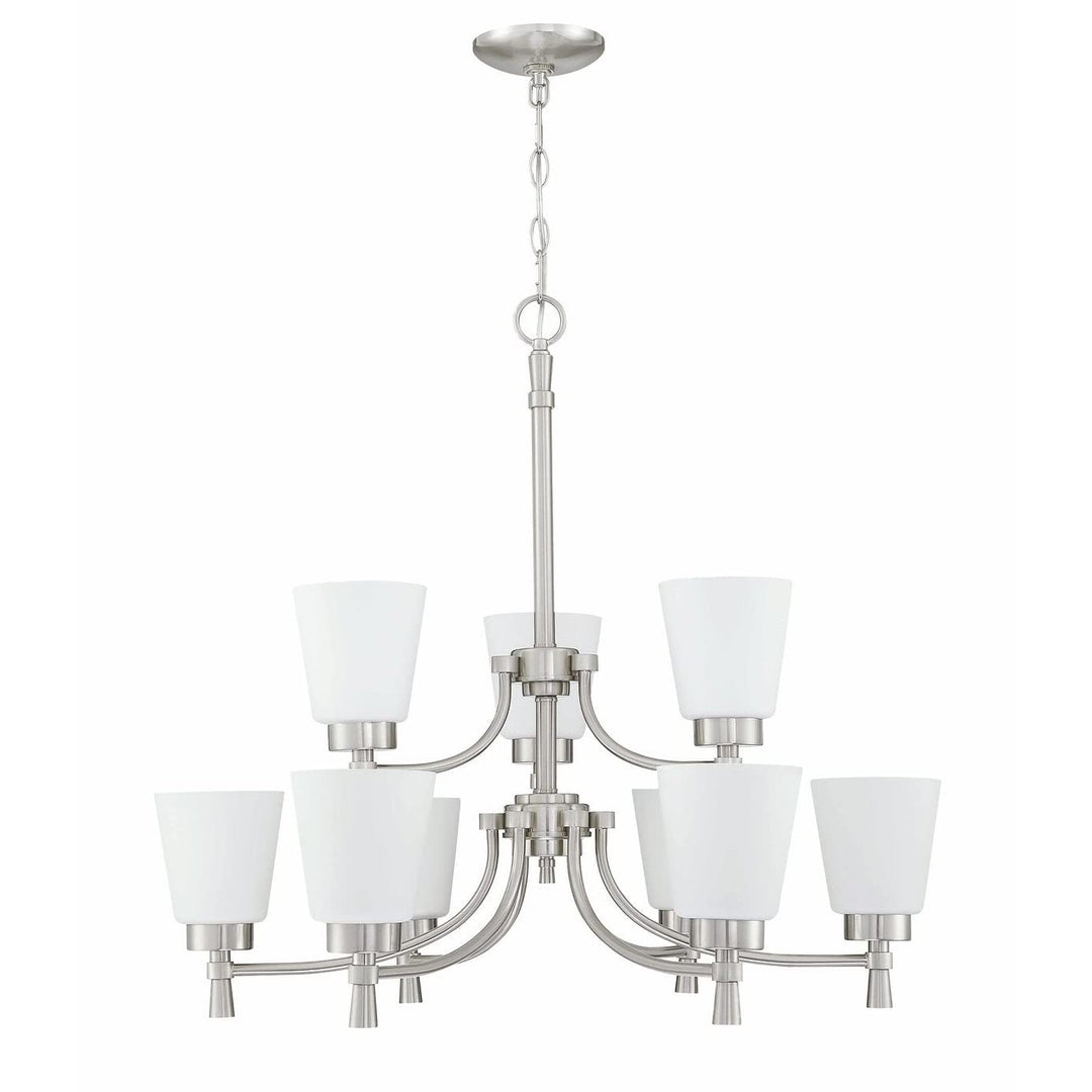 9 Light Shaded Classic Tiered Chandelier 28.96"x26.44" Silver Traditional