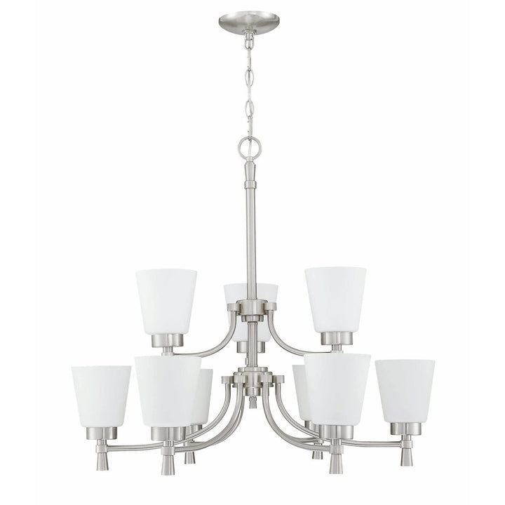 9 Light Shaded Classic Tiered Chandelier 28.96"x26.44" Silver Traditional