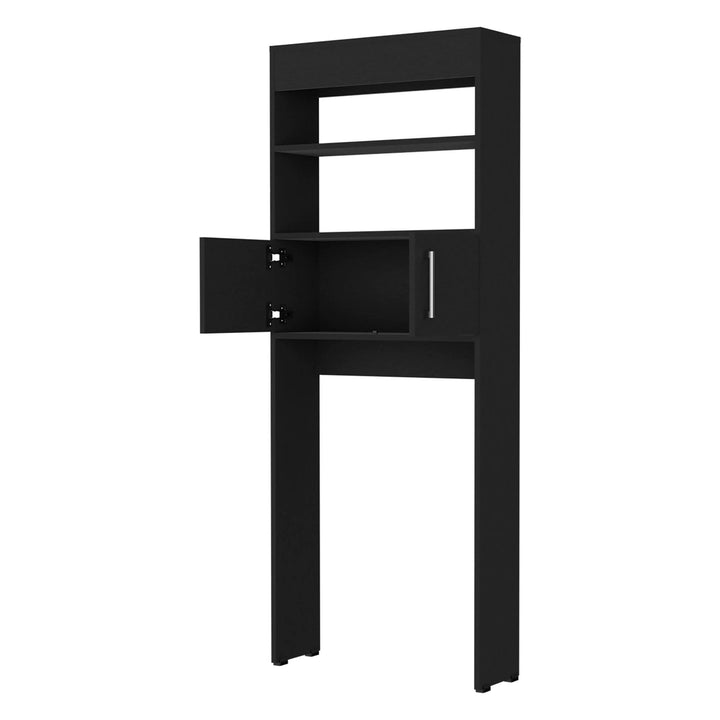 Over The Toilet Cabinet with 2 Shelves2 Doors Black Modern Contemporary Wood