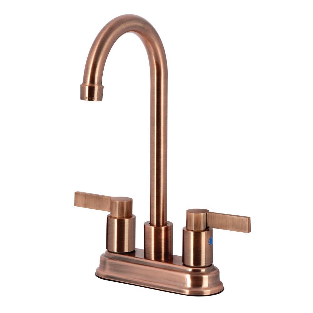 Kingston Brass KB849NDLAC NuvoFusion 4-Inch Centerset Bar Faucet Antique Copper