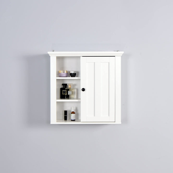 White Bathroom Wooden Wall Cabinet with A Door Modern Contemporary Wood Finish