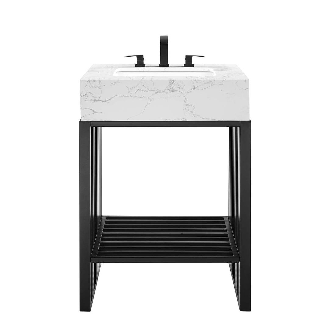 Modway Gridiron 24" Stainless Steel Bathroom Vanity 24 Inch Black