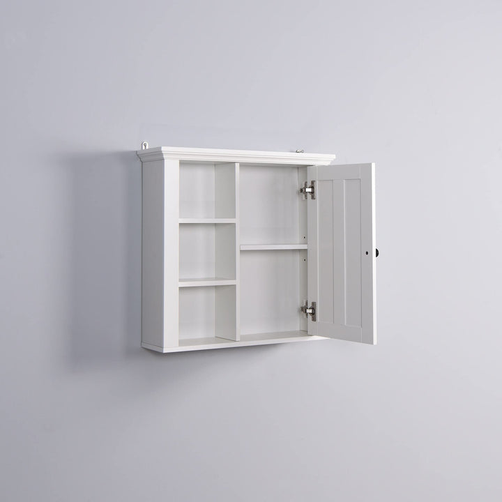 White Bathroom Wooden Wall Cabinet with A Door Modern Contemporary Wood Finish