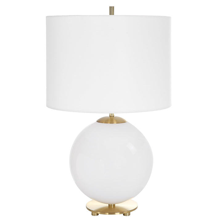 Matte White Steel 1-Light Table Lamp 24h Shade 10h X 14 Dia in. Modern