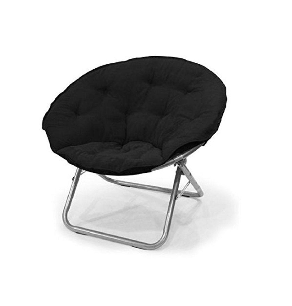 Urban Lifestyle Microsuede Foldable Saucer Chair Black 27D x 32W x 29.5H in