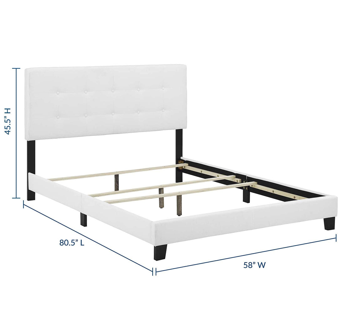 Modway Amira Tufted Fabric Upholstered Full Bed Frame With Headboard In White