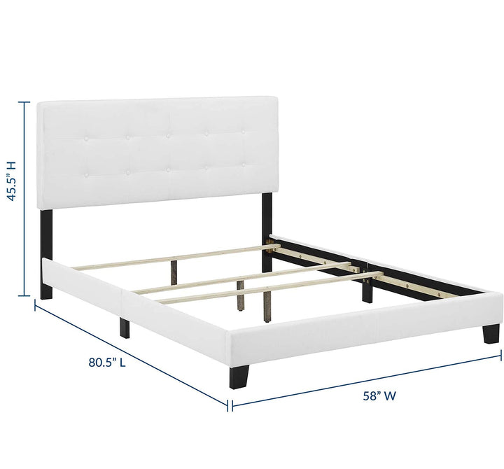 Modway Amira Tufted Fabric Upholstered Full Bed Frame With Headboard In White