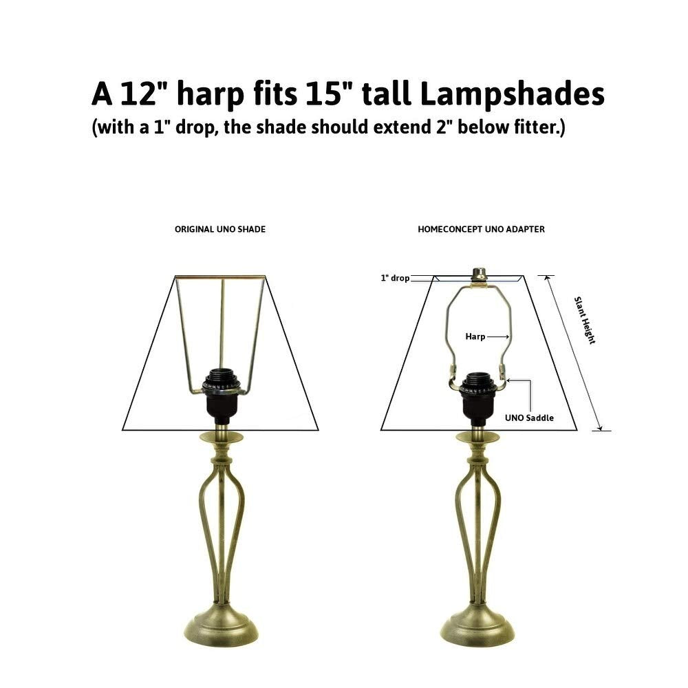 Slip Uno Adapter Converts Your 15" High Lampshade to Fit n Lamp Base (1 7/16"