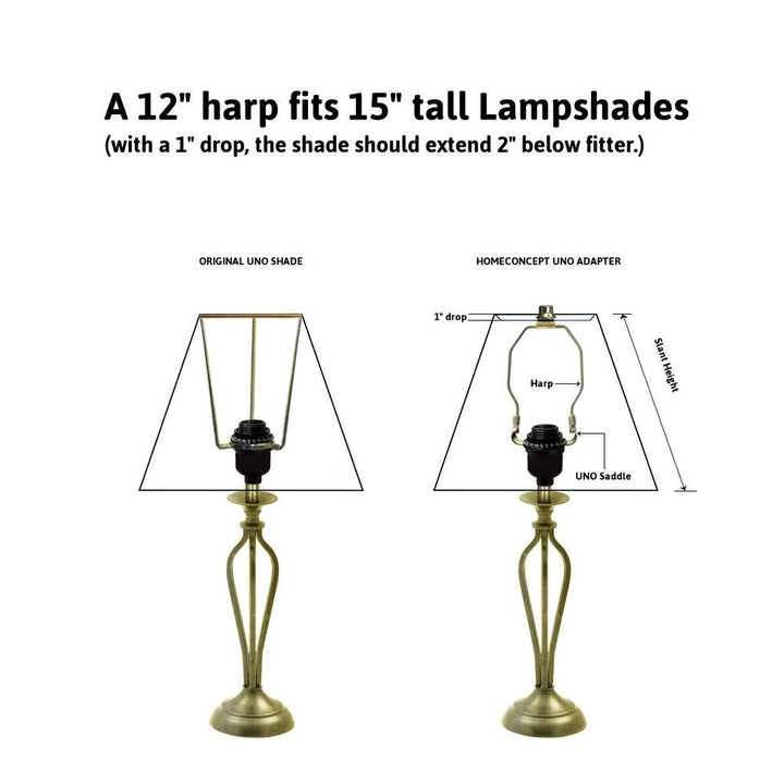 Slip Uno Adapter Converts Your 15" High Lampshade to Fit n Lamp Base (1 7/16"