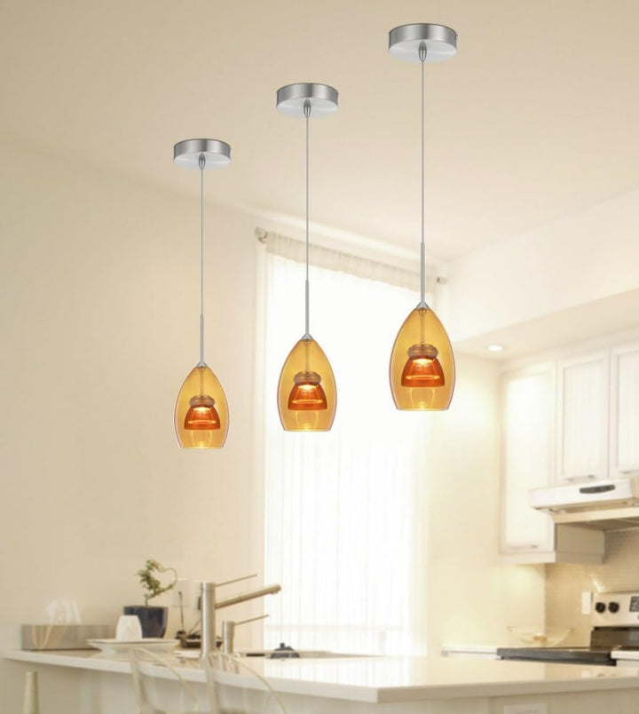 Cal Integrated dimmable LED Double Glass Mini Pendant Light. 6W 450 Lumen