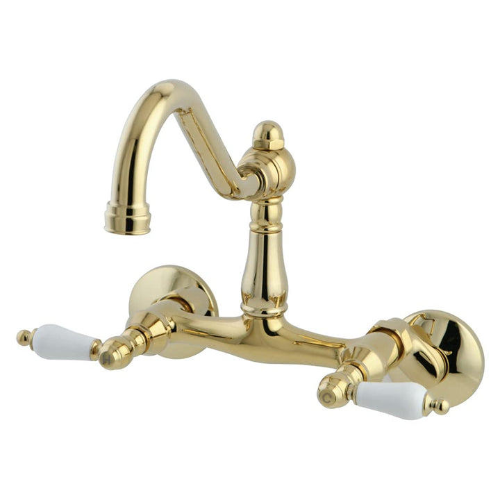 Kingston ass KS3222PL Vintage Kitchen Faucet 8-1/2" in Spout Reach Polished Polished Brass