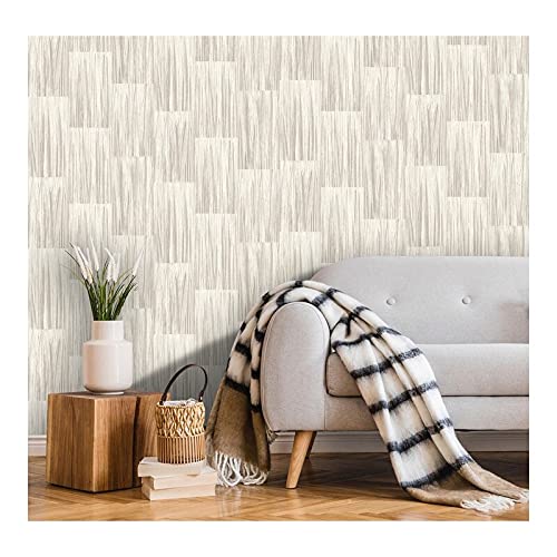 Taupe Plank Wallpaper 20.9 X Abstract Farmhouse Washable