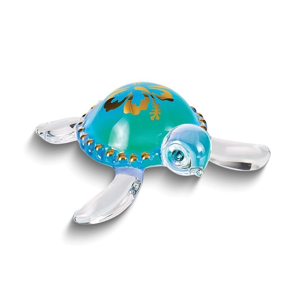 Aloha Sea Turtle Handcrafted Glass Figurine Clear