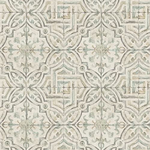 Olive Spanish Tile Wallpaper 20.5in X Green Geometric Farmhouse Paper Washable