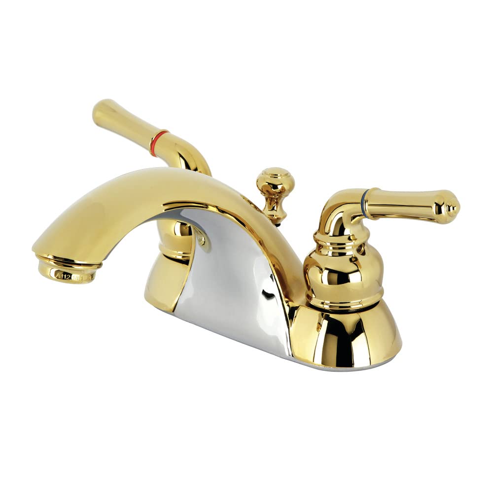 Kingston Brass KB2622B Naples 4-Inch Centerset Lavatory Faucet Brass Pop-Up Polished Brass