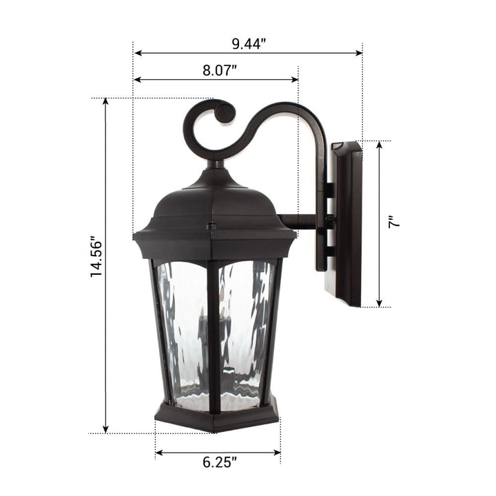 Euri Lighting EFL-130W-MD Flickering Flame Porch Light Water Glass with