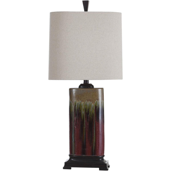 Stylecraft Home Collection L34377DS Signature Table Lamp Dark Red and Tan Glaze