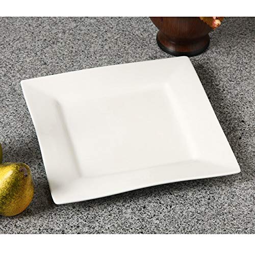 Whittier 10-inch Square Dinner late (Set Of 6) White Solid Casual orcelain 6